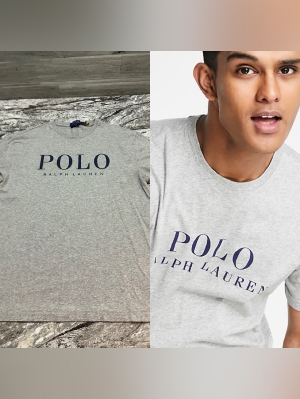 Ralph Lauren Gray Crewneck T-Shirt with Navy POLO Logo M